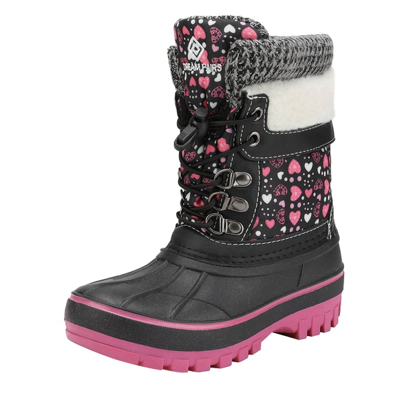 Insulated Snow Kids Waterproof Boots - BLACK FUXIA -  0
